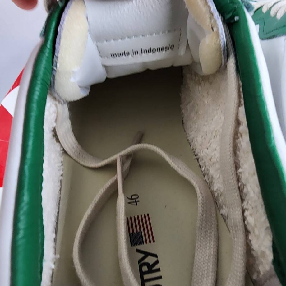 Autry Medalist Leather Low Top Sneakers Men's 13US White/Green Lace Up Closure