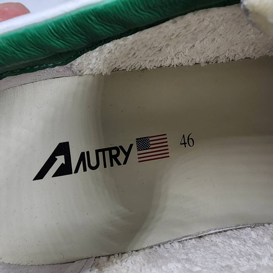 Autry Medalist Leather Low Top Sneakers Men's 13US White/Green Lace Up Closure