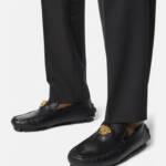 Versace La Medusa Driver Loafers Men's 45/12US Black/Gold Medusa Plaque Slip On