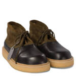 Marni Logo-Tag Leather Ankle Boots Men's 41/8US Black/Olive Round Toe Colorblock