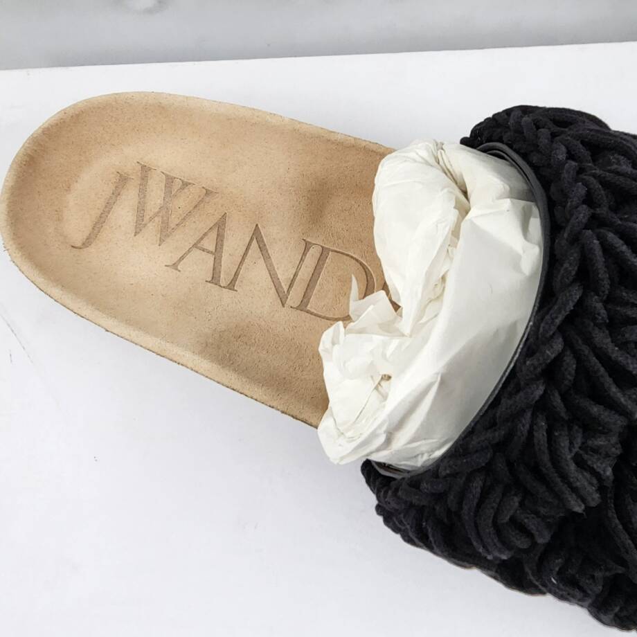 JW Anderson Popcorn Crochet Slip On Slide Sandals Men's 43/10US Black Open Toe