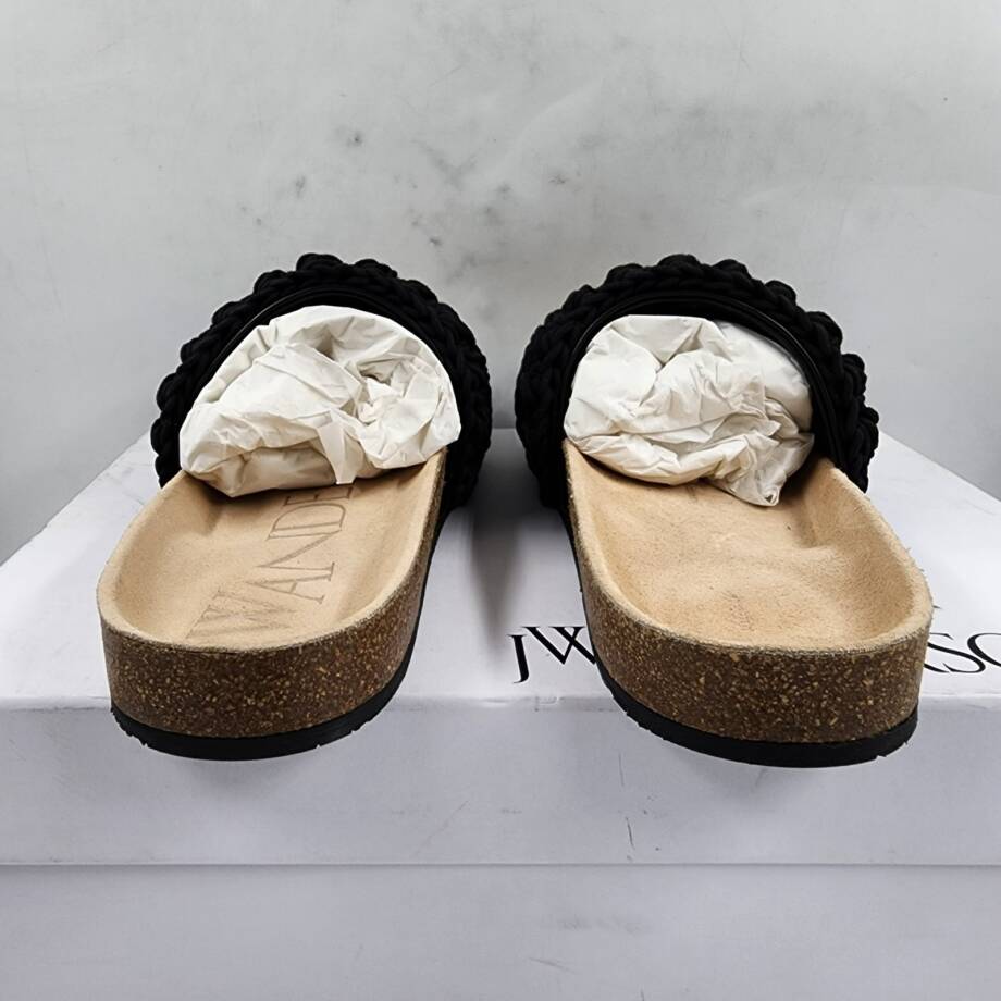 JW Anderson Popcorn Crochet Slip On Slide Sandals Men's 43/10US Black Open Toe