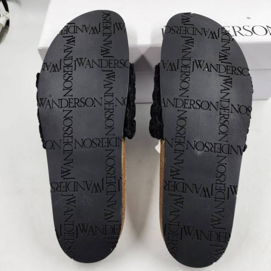 JW Anderson Popcorn Crochet Slip On Slide Sandals Men's 43/10US Black Open Toe