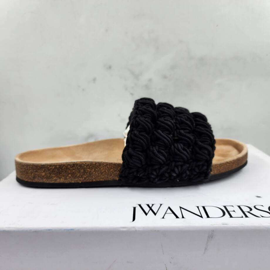 JW Anderson Popcorn Crochet Slip On Slide Sandals Men's 43/10US Black Open Toe