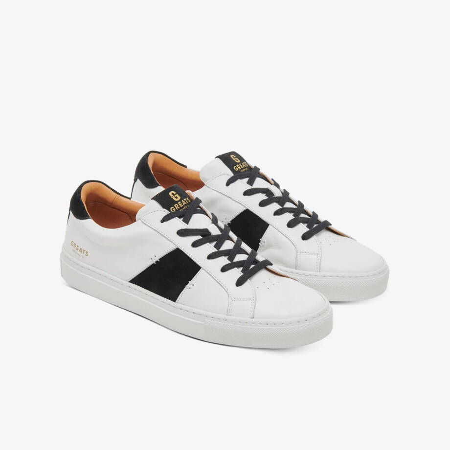 GREATS Royale 2.0 Lace Up Leather Sneakers Men's 8 White/Black Logo Round Toe