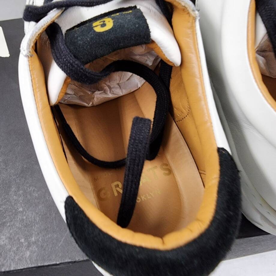 GREATS Royale 2.0 Lace Up Leather Sneakers Men's 8 White/Black Logo Round Toe
