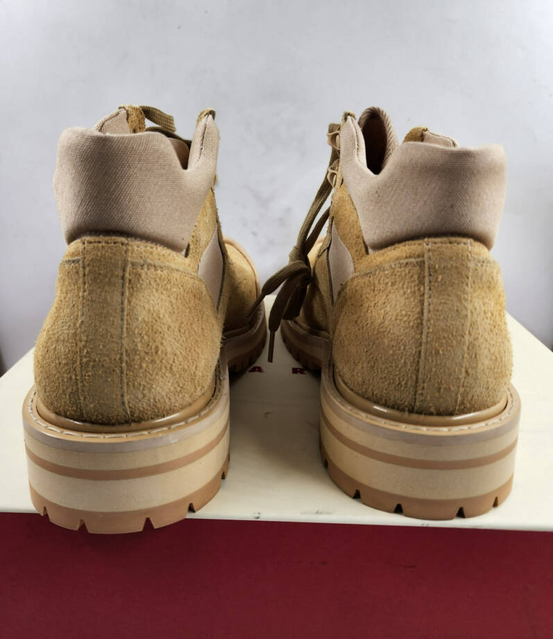 Marni Low Cut Neutral Patchy Suede Combat Boots Men's 44/11 US Beige Lace Up