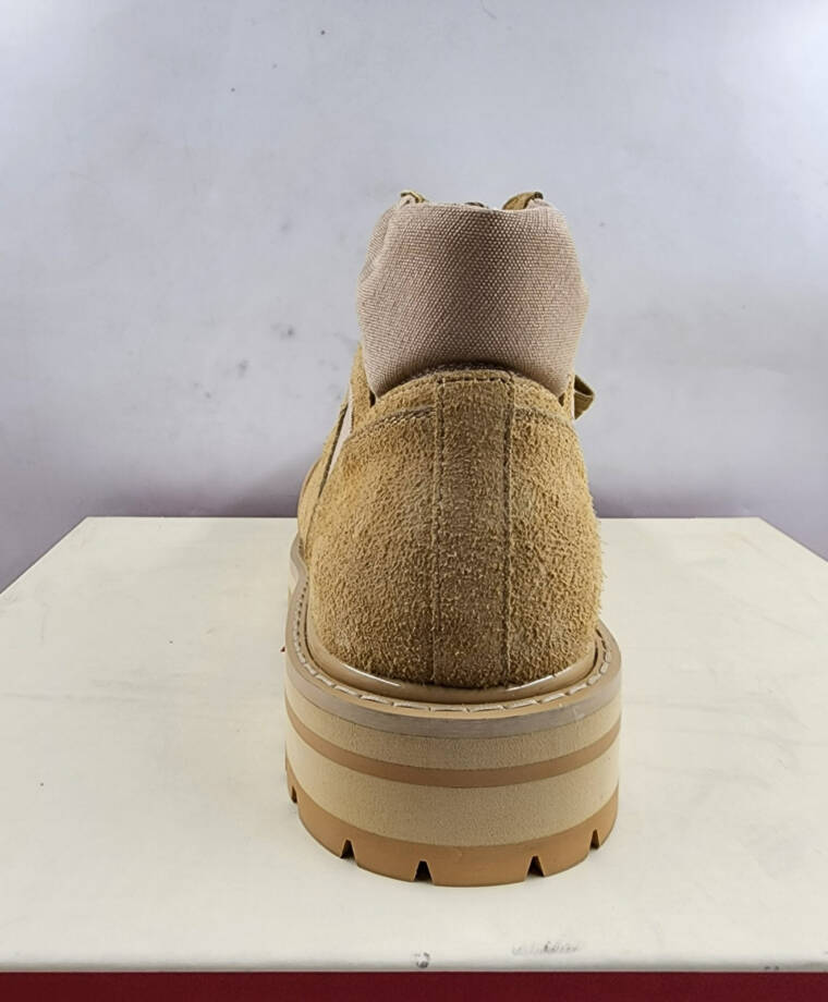 Marni Low Cut Neutral Patchy Suede Combat Boots Men's 44/11 US Beige Lace Up