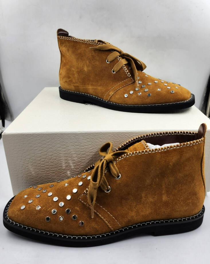 Wales Bonner Studded Desert Boots Men's 43.5/10.5US Tan Whipstitching Lace Up