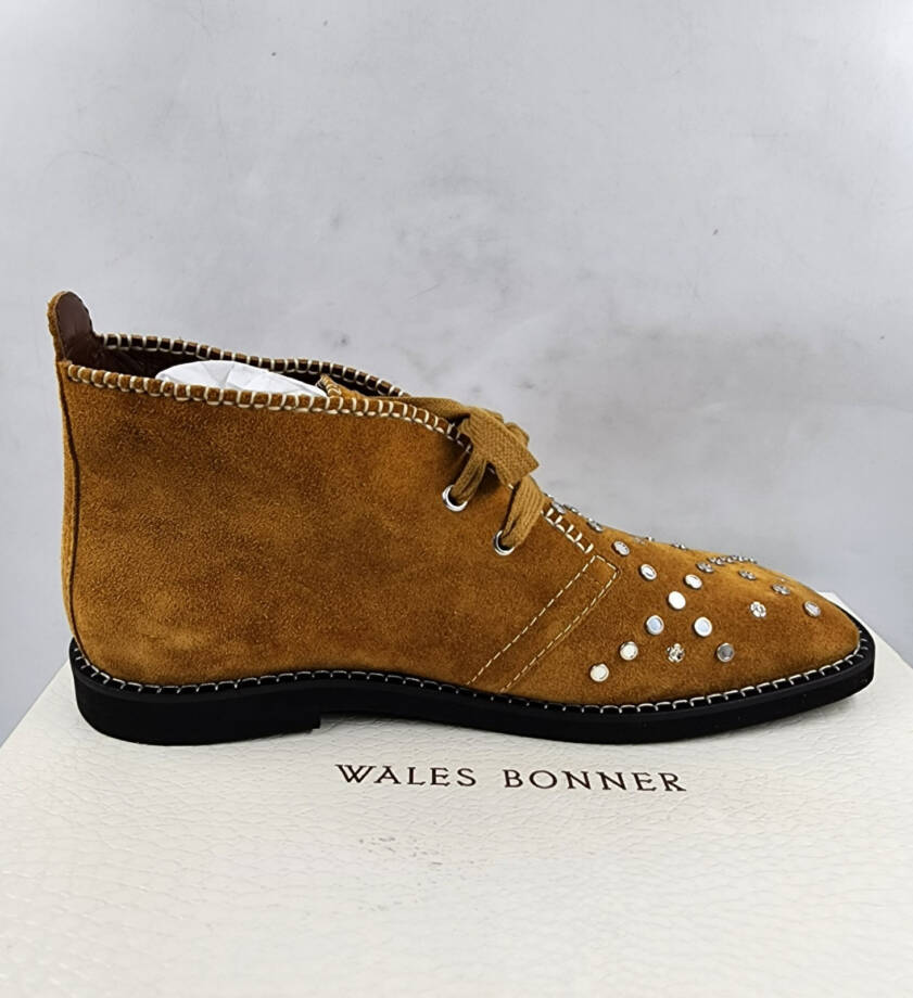 Wales Bonner Studded Desert Boots Men's 43.5/10.5US Tan Whipstitching Lace Up
