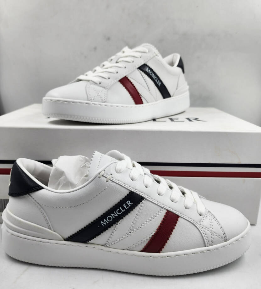 Moncler Monaco Low Top Sneakers Men's 39.5/6.5 US White Multi Round Toe Lace Up