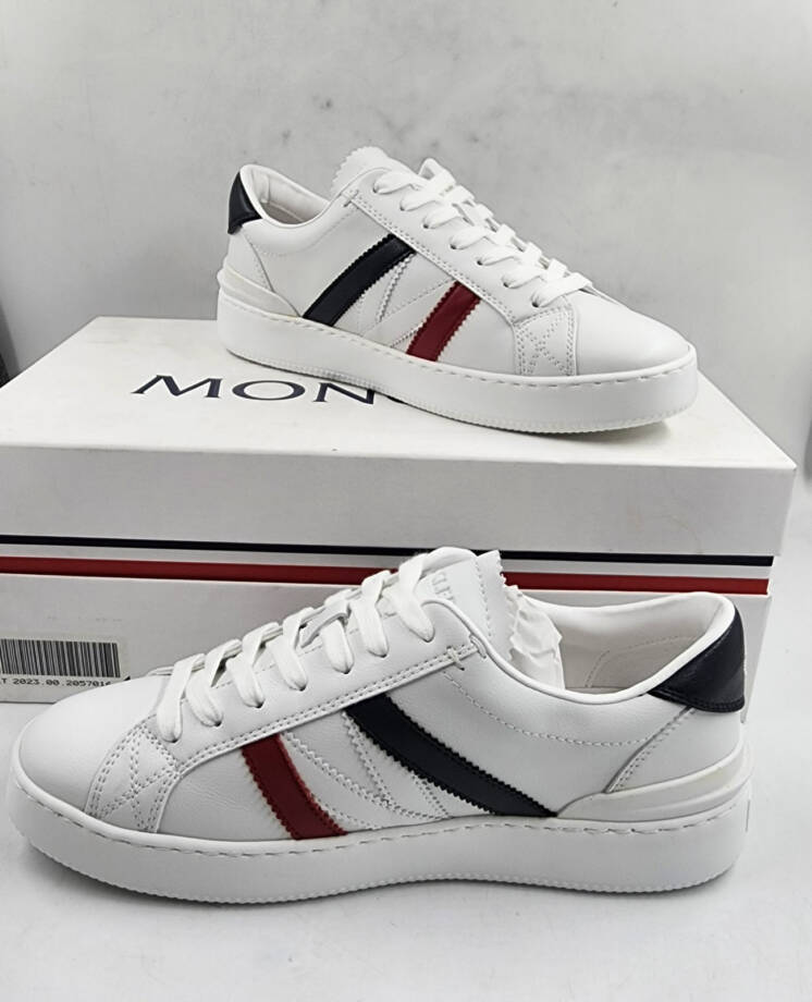 Moncler Monaco Low Top Sneakers Men's 39.5/6.5 US White Multi Round Toe Lace Up