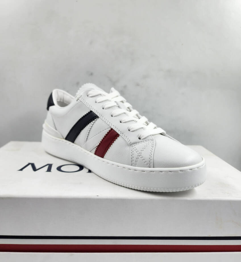 Moncler Monaco Low Top Sneakers Men's 39.5/6.5 US White Multi Round Toe Lace Up