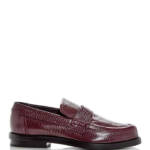 Alexander McQueen Croc Embossed Apron Toe Loafers Men's 42/9US Burgundy Slip On