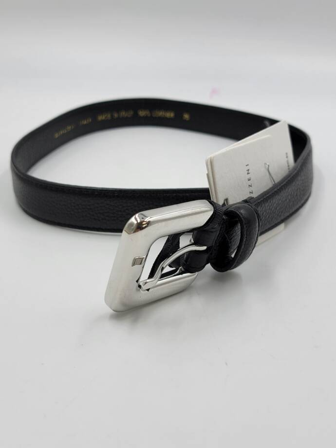 GAVAZZENI Glossinia Leather Belt Women's 75 Black Square Buckle Adjustable