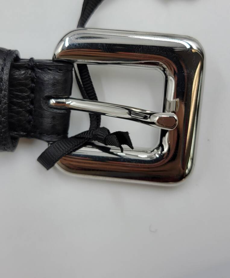 GAVAZZENI Glossinia Leather Belt Women's 75 Black Square Buckle Adjustable