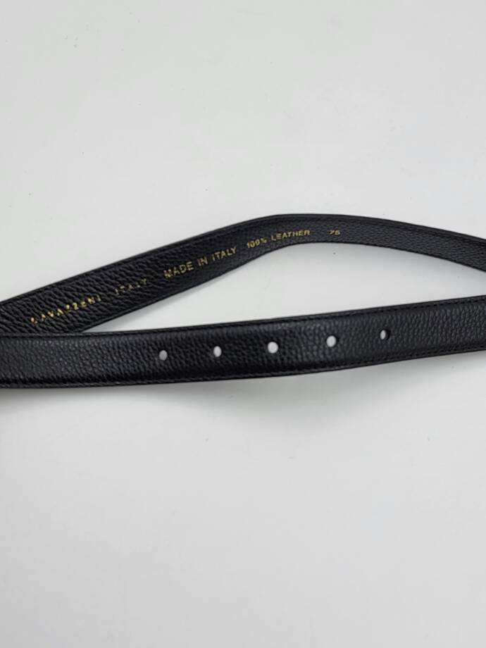 GAVAZZENI Glossinia Leather Belt Women's 75 Black Square Buckle Adjustable