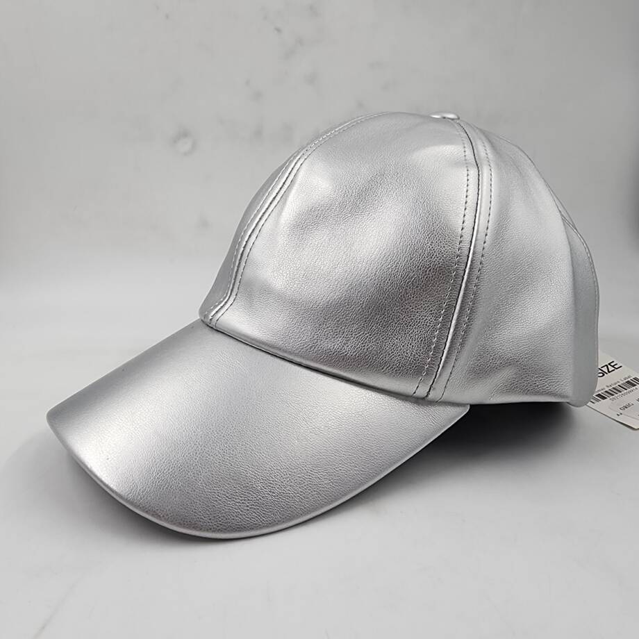 On 34th Metallic Faux-Leather Baseball Hat Women's One Size Silver Adjustable