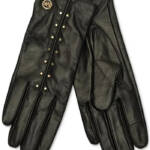 MICHAEL Michael Kors Leather Astor Studded Touch Tips Gloves Women's S Black