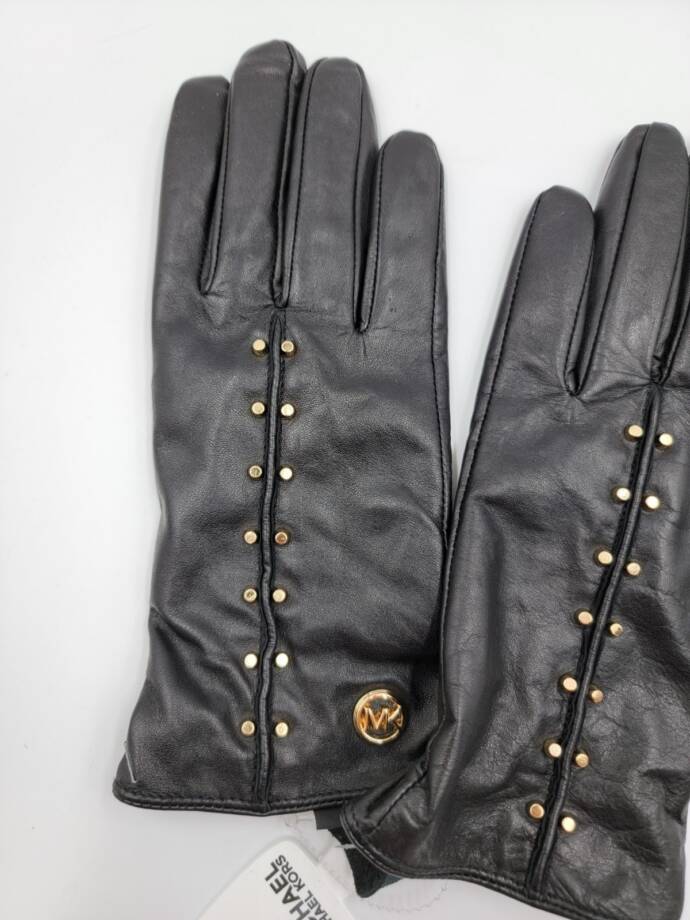 MICHAEL Michael Kors Leather Astor Studded Touch Tips Gloves Women's S Black