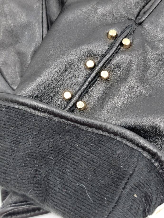 MICHAEL Michael Kors Leather Astor Studded Touch Tips Gloves Women's S Black