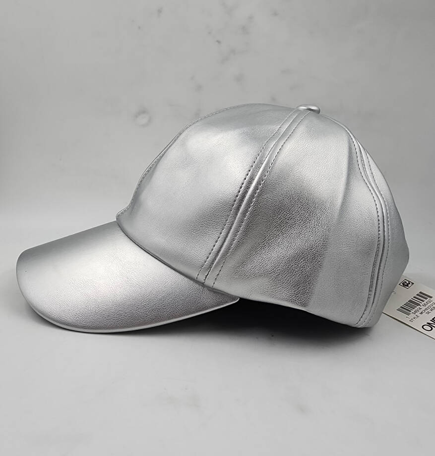 On 34th Metallic Faux-Leather Baseball Hat Women's One Size Silver Adjustable