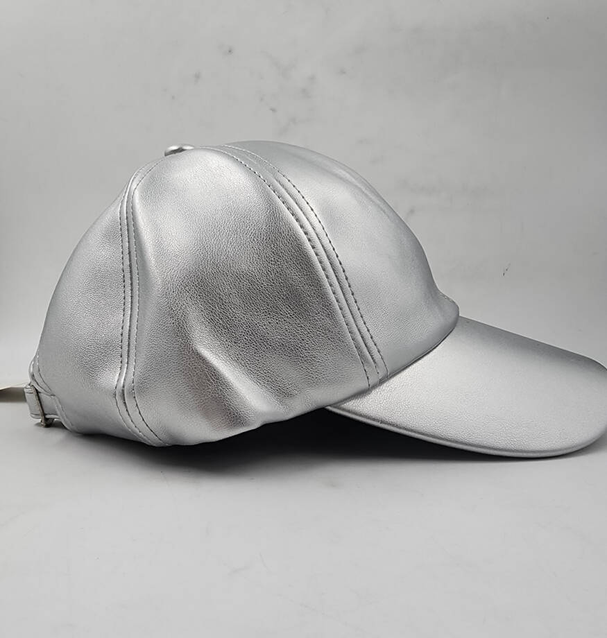 On 34th Metallic Faux-Leather Baseball Hat Women's One Size Silver Adjustable