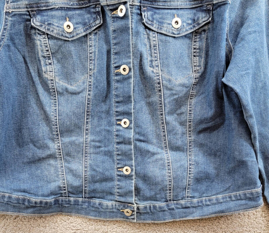 Jessica Simpson Trendy Plus Pixie Long Sleeve Denim Jacket Women's 1X Mercer