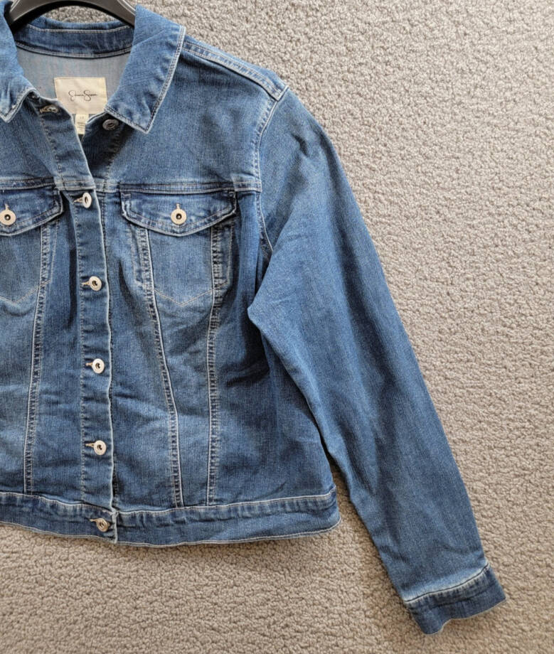 Jessica Simpson Trendy Plus Pixie Long Sleeve Denim Jacket Women's 1X Mercer