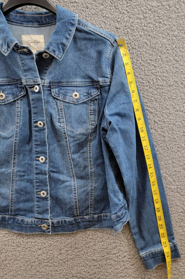 Jessica Simpson Trendy Plus Pixie Long Sleeve Denim Jacket Women's 1X Mercer