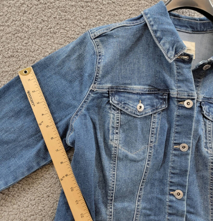 Jessica Simpson Trendy Plus Pixie Long Sleeve Denim Jacket Women's 1X Mercer