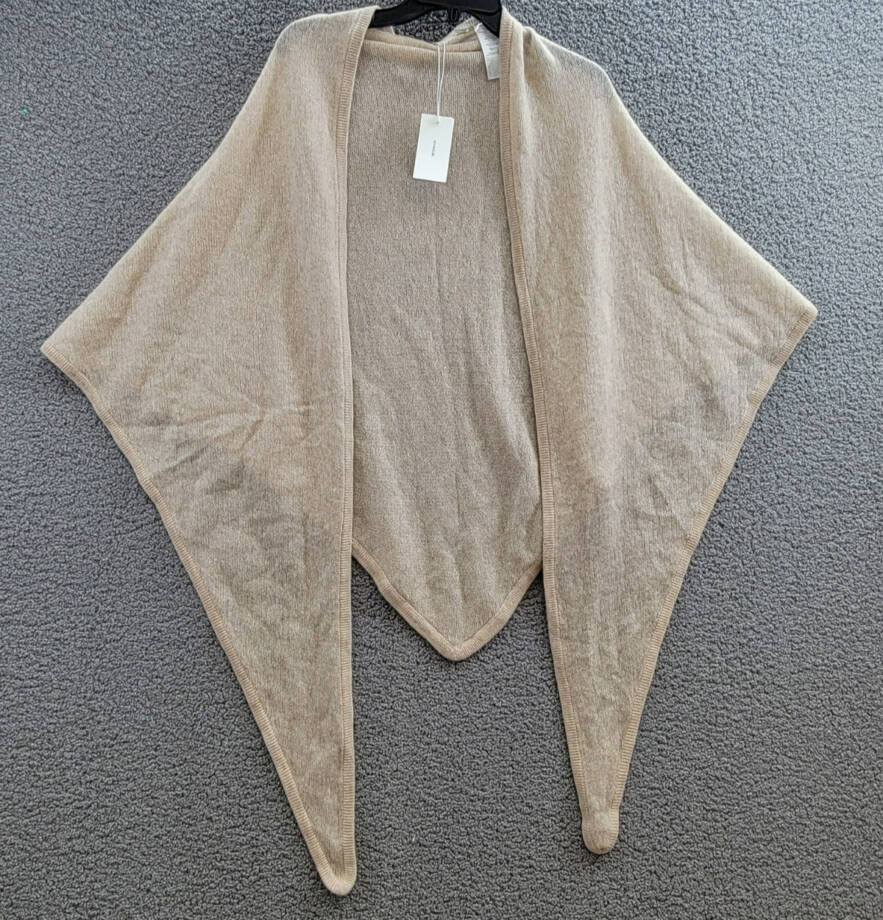 Vince Cashmere Featherweight Triangle Wrap Women's One Size Oak Ribbed Edge