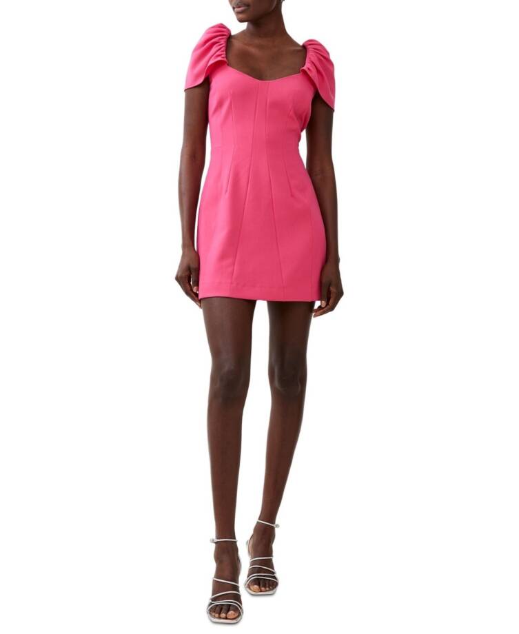 French Connection Whisper Gathered-Sleeve Dress Women's 0 Raspberry Sorbet S/S