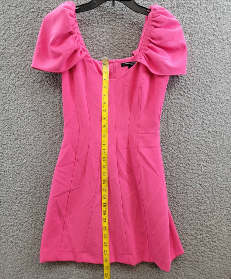 French Connection Whisper Gathered-Sleeve Dress Women's 0 Raspberry Sorbet S/S