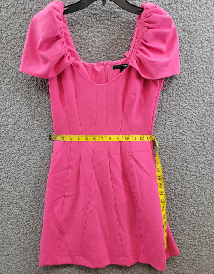 French Connection Whisper Gathered-Sleeve Dress Women's 0 Raspberry Sorbet S/S