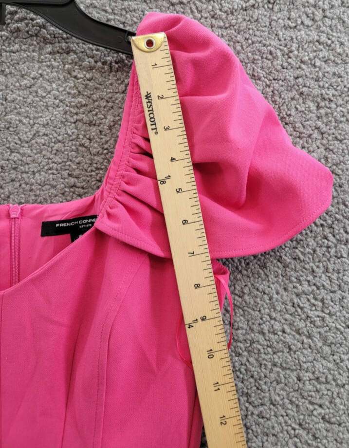 French Connection Whisper Gathered-Sleeve Dress Women's 0 Raspberry Sorbet S/S