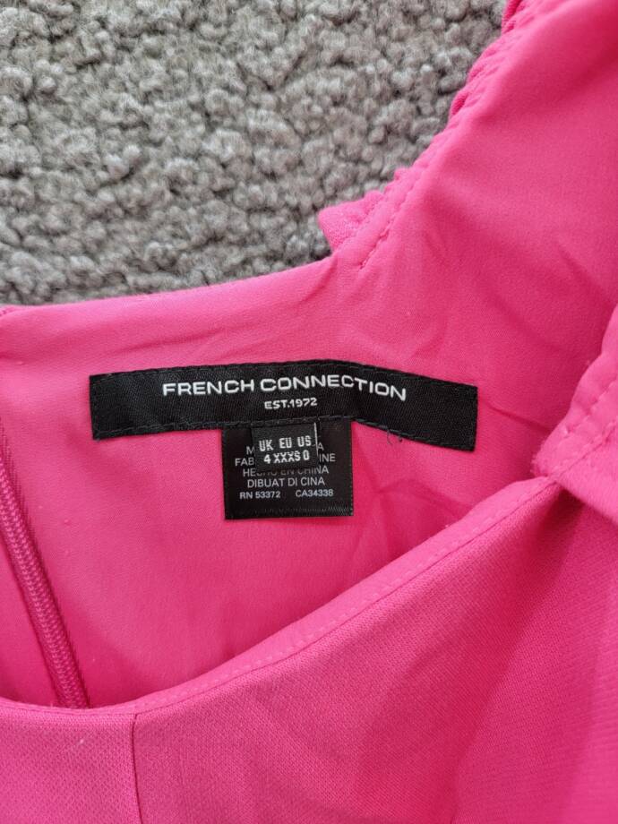 French Connection Whisper Gathered-Sleeve Dress Women's 0 Raspberry Sorbet S/S