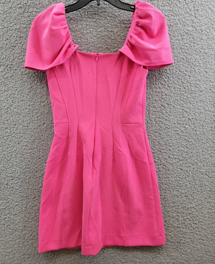 French Connection Whisper Gathered-Sleeve Dress Women's 0 Raspberry Sorbet S/S