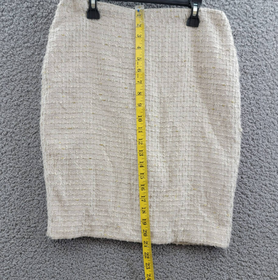 Calvin Klein Petite Tonal Tweed Pencil Skirt Women's 4P Nomad Multi Back Zip