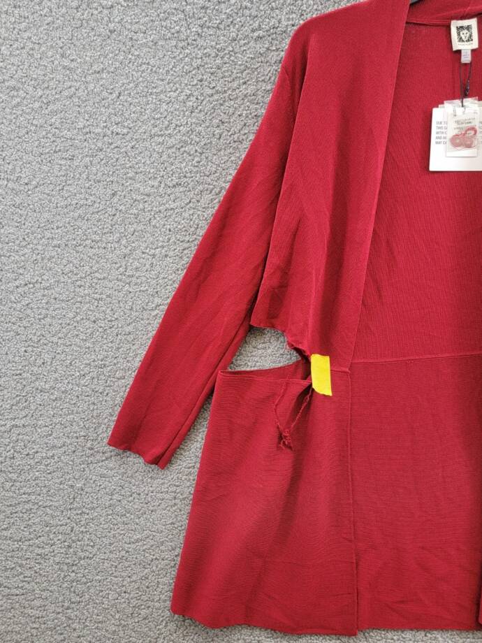 Anne Klein Plus Size Monterey Open-Front Cardigan Women's 1X Titian Red L/S