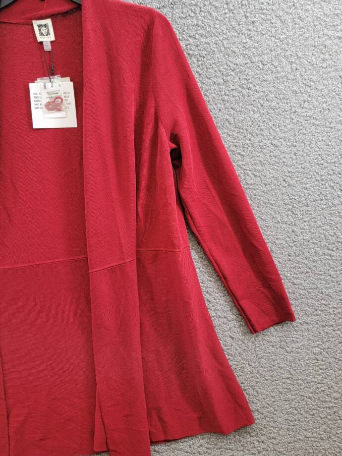 Anne Klein Plus Size Monterey Open-Front Cardigan Women's 1X Titian Red L/S