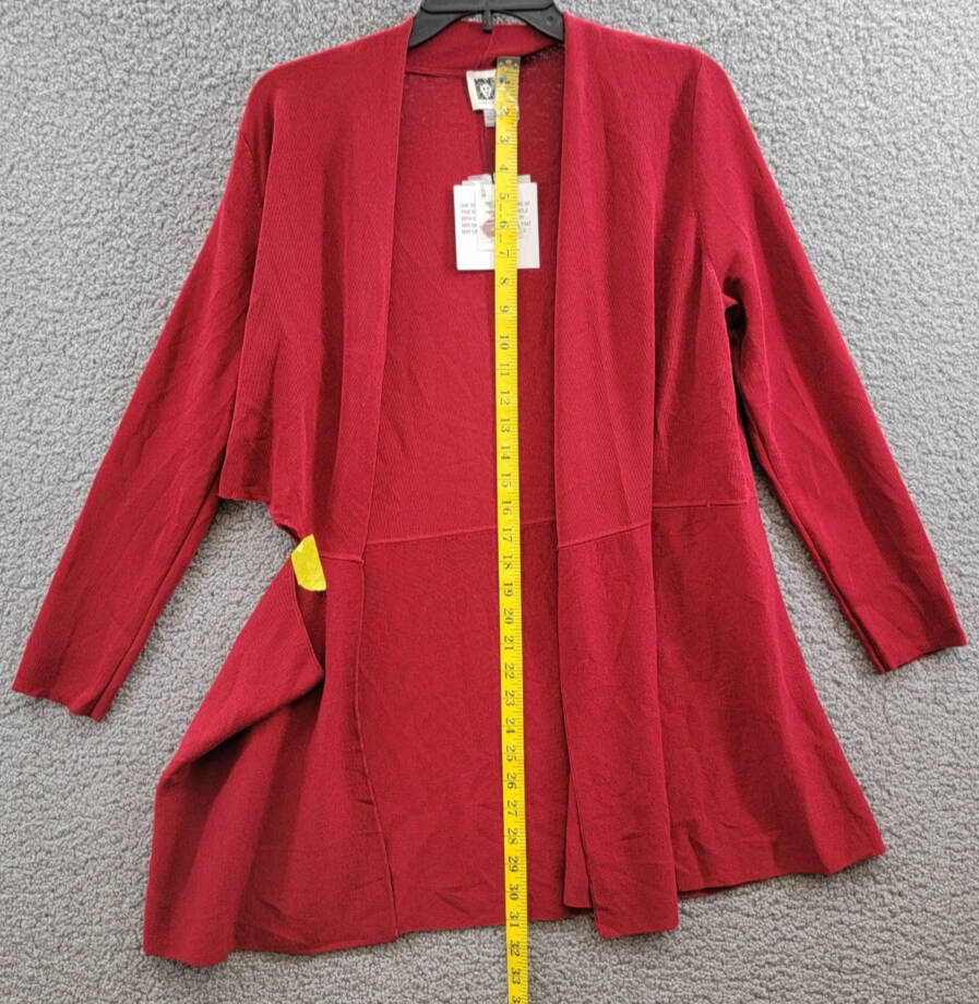 Anne Klein Plus Size Monterey Open-Front Cardigan Women's 1X Titian Red L/S