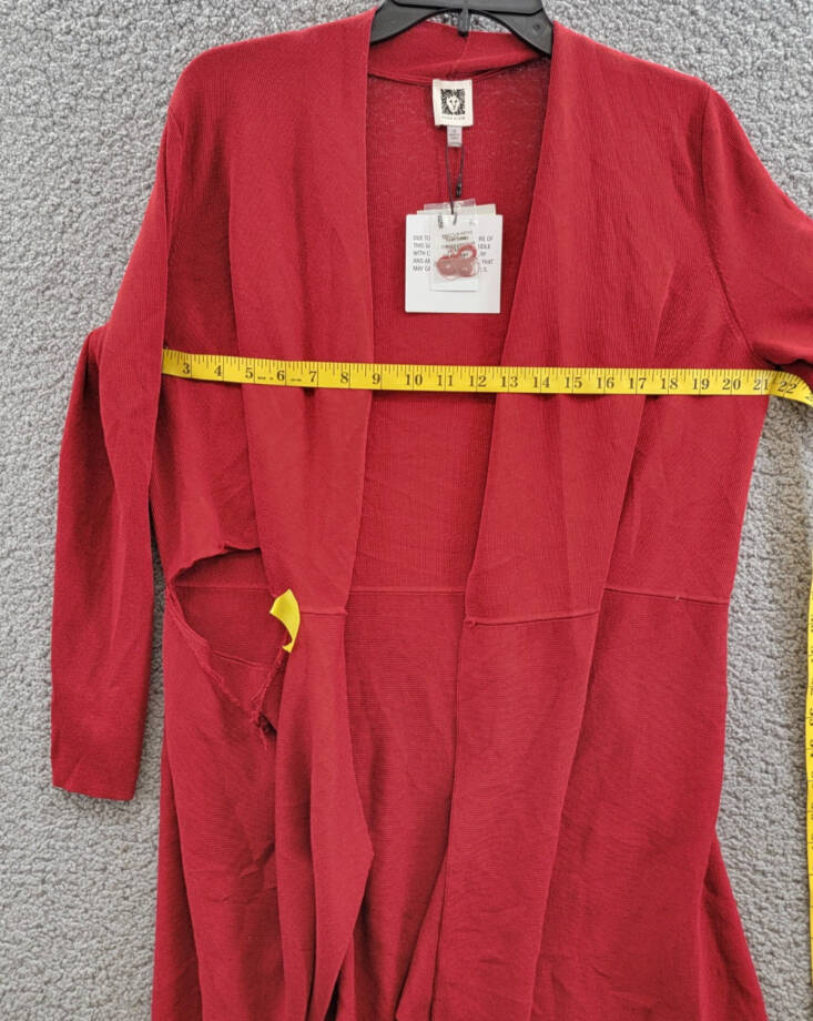 Anne Klein Plus Size Monterey Open-Front Cardigan Women's 1X Titian Red L/S