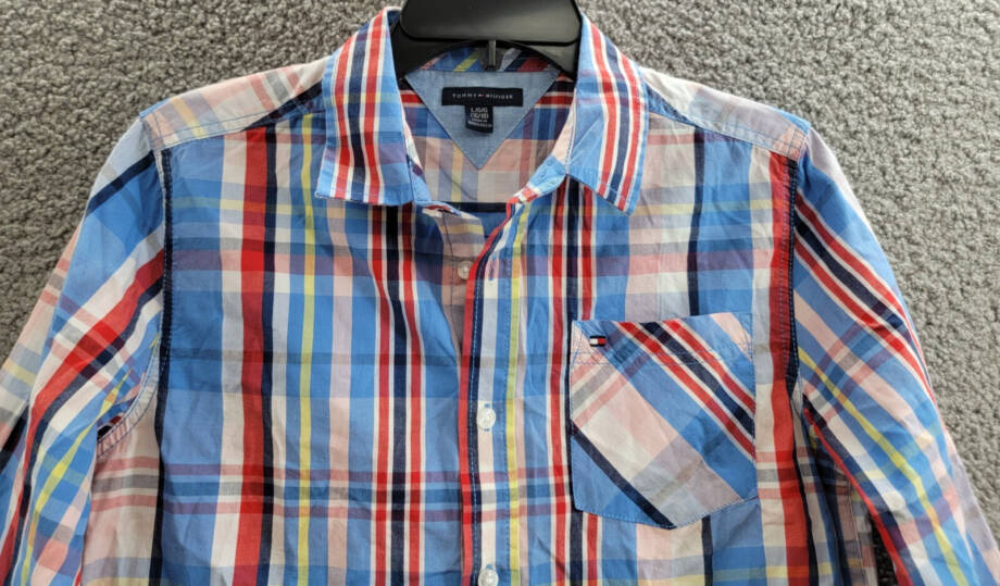 Tommy Hilfiger Long Sleeve Plaid Shirt Big Boys L 16/18 Regatta Button Closure