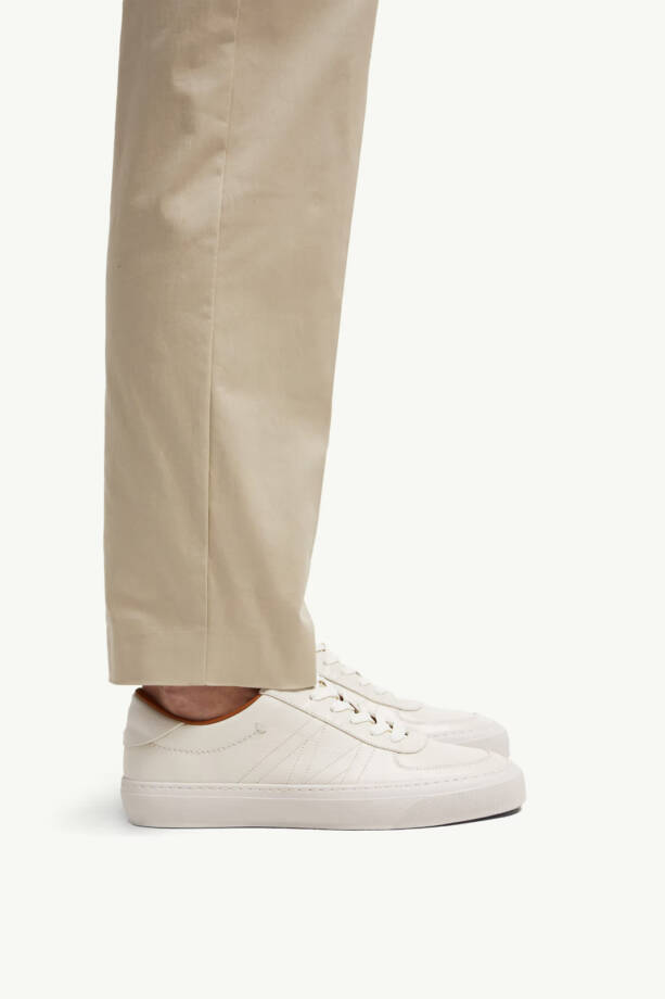 Moncler Monaco Club Low Top Leather Sneakers Men's 42/9US Cream White Lace Up