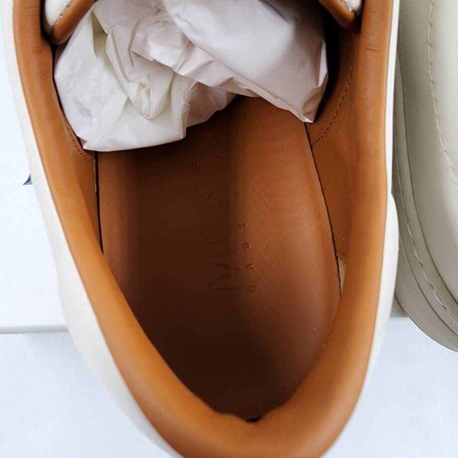 Moncler Monaco Club Low Top Leather Sneakers Men's 42/9US Cream White Lace Up