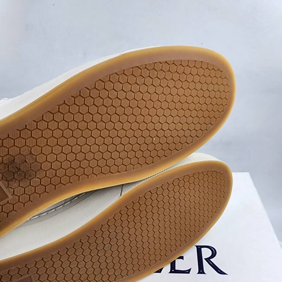 Moncler Monaco Club Low Top Leather Sneakers Men's 42/9US Cream White Lace Up