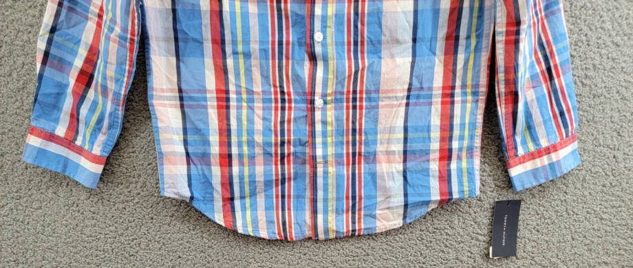 Tommy Hilfiger Long Sleeve Plaid Shirt Big Boys L 16/18 Regatta Button Closure
