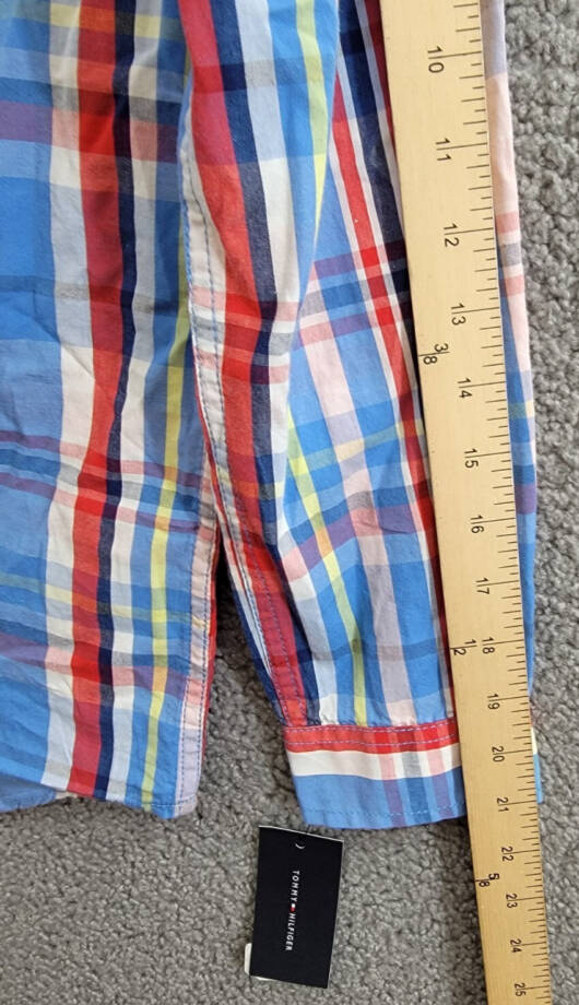 Tommy Hilfiger Long Sleeve Plaid Shirt Big Boys L 16/18 Regatta Button Closure