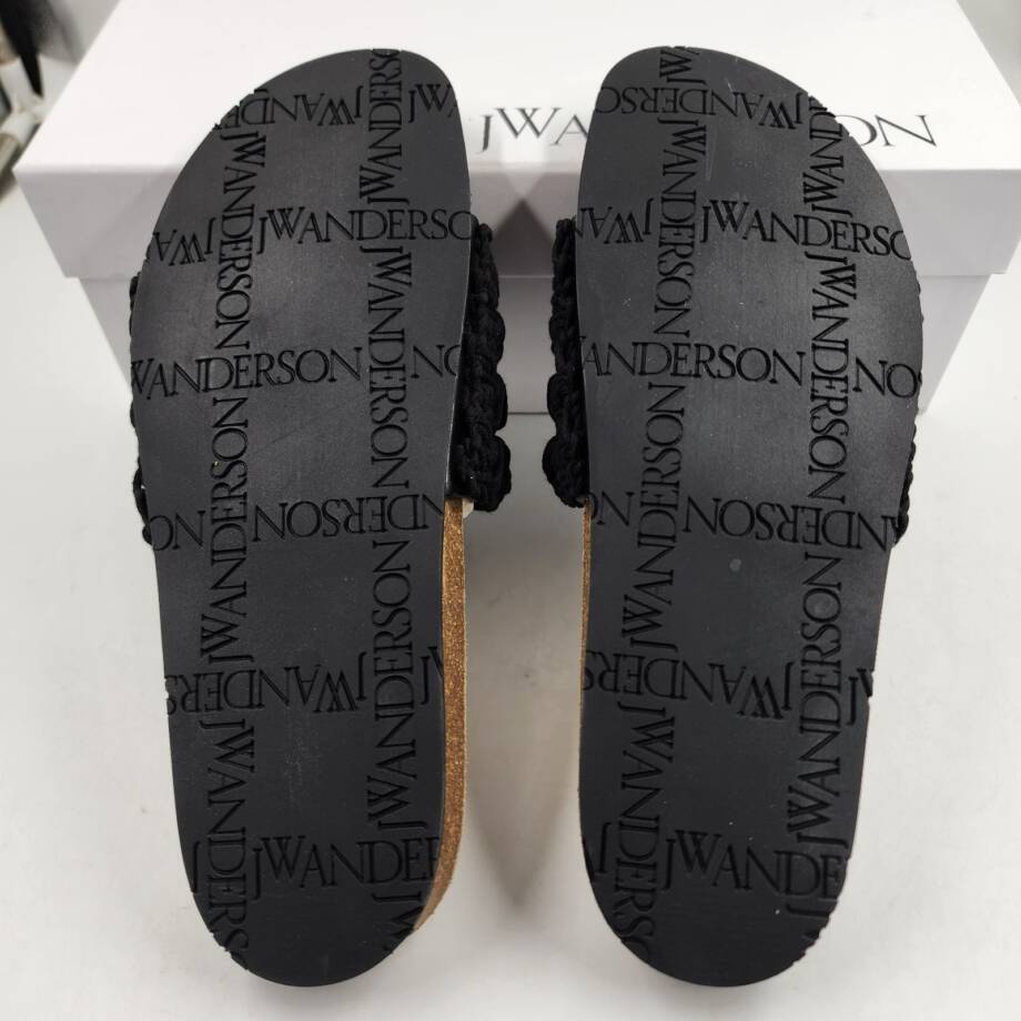 JW Anderson Popcorn Crochet Slip On Slide Sandals Men's 42/8.5US Black Open Toe